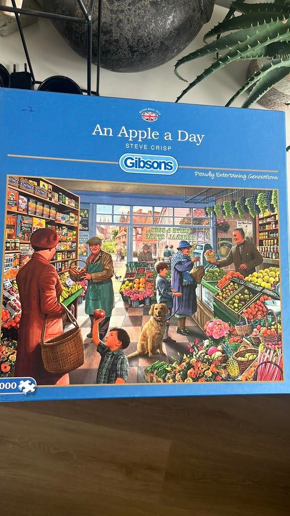 Gibsons puzzel 1000 st an apple a day. MIST 2 stukjes, Ophalen of Verzenden, 500 t/m 1500 stukjes, Zo goed als nieuw