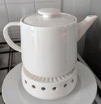 Witte theepot met warmhouder, Huis en Inrichting, Ophalen of Verzenden, Zo goed als nieuw