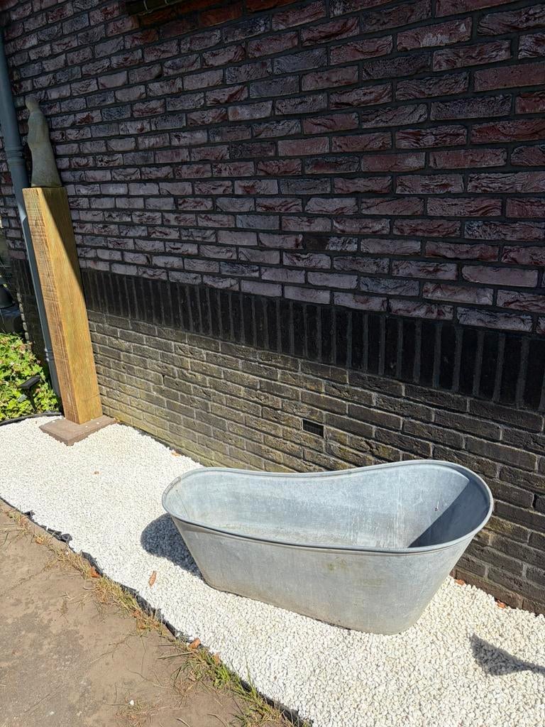 Mooie zinken tobbe teil ( niet lek!!) badkuip, Ophalen, Rond, Zo goed als nieuw, Metaal