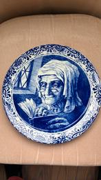 Delfts blauw wandbord Boch Frères, la Louvière, Belgium, Ophalen