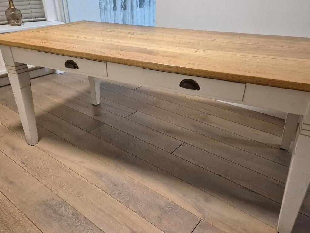 Eettafel massief eiken 190 cm  90 cm, Ophalen, Rechthoekig, 150 tot 200 cm, 50 tot 100 cm