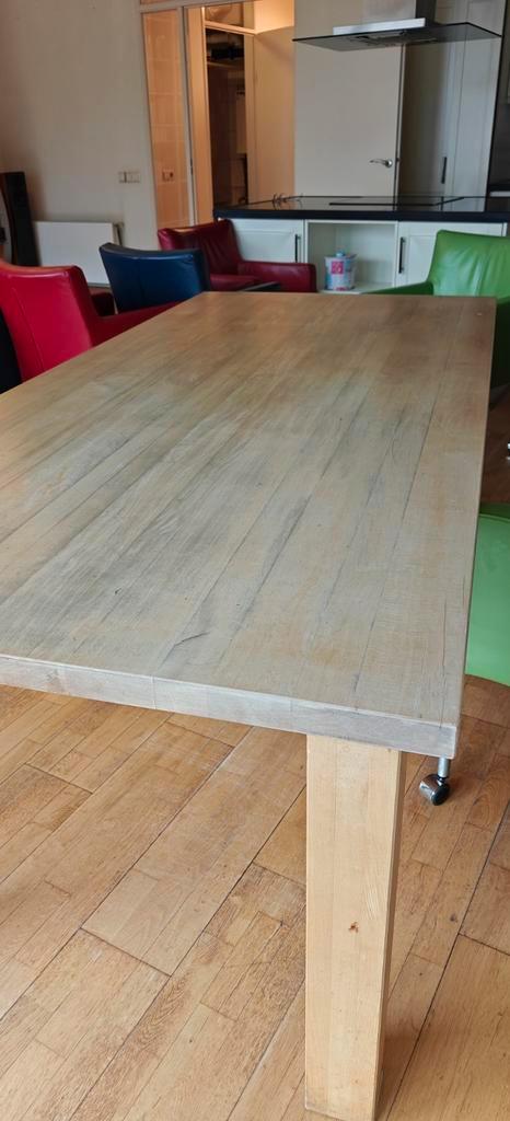 Massieve eikenhouten eettafel - 220x100cm, Huis en Inrichting, Tafels | Eettafels, Zo goed als nieuw, 100 tot 150 cm, 200 cm of meer