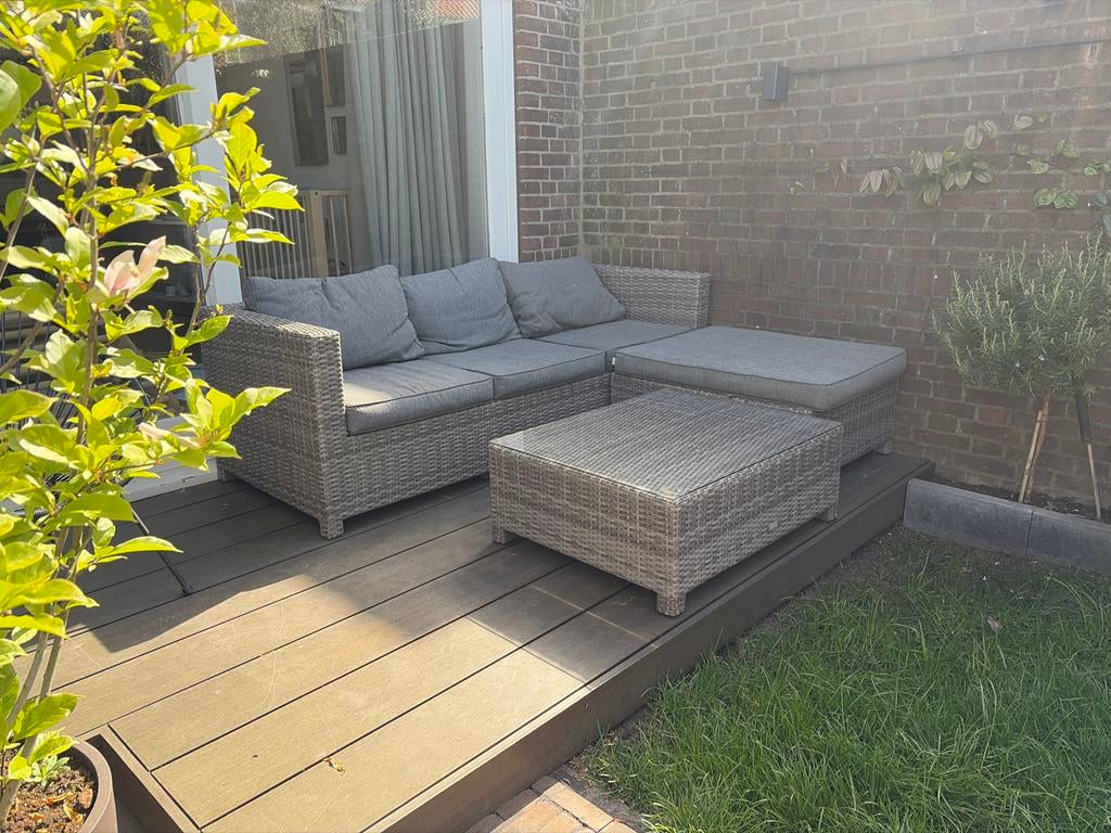 Gardena Wicker Tuinset met Loungedeel en Salontafel, Tuin en Terras, Ophalen, 3 zitplaatsen, Zo goed als nieuw, Wicker