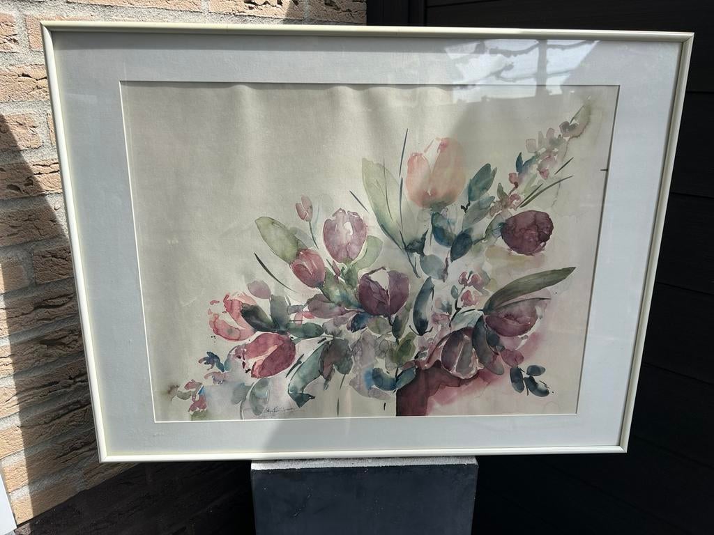 Olieverf schilderij br 82 h 61, Ophalen, 50 tot 75 cm, Zo goed als nieuw, Schilderij