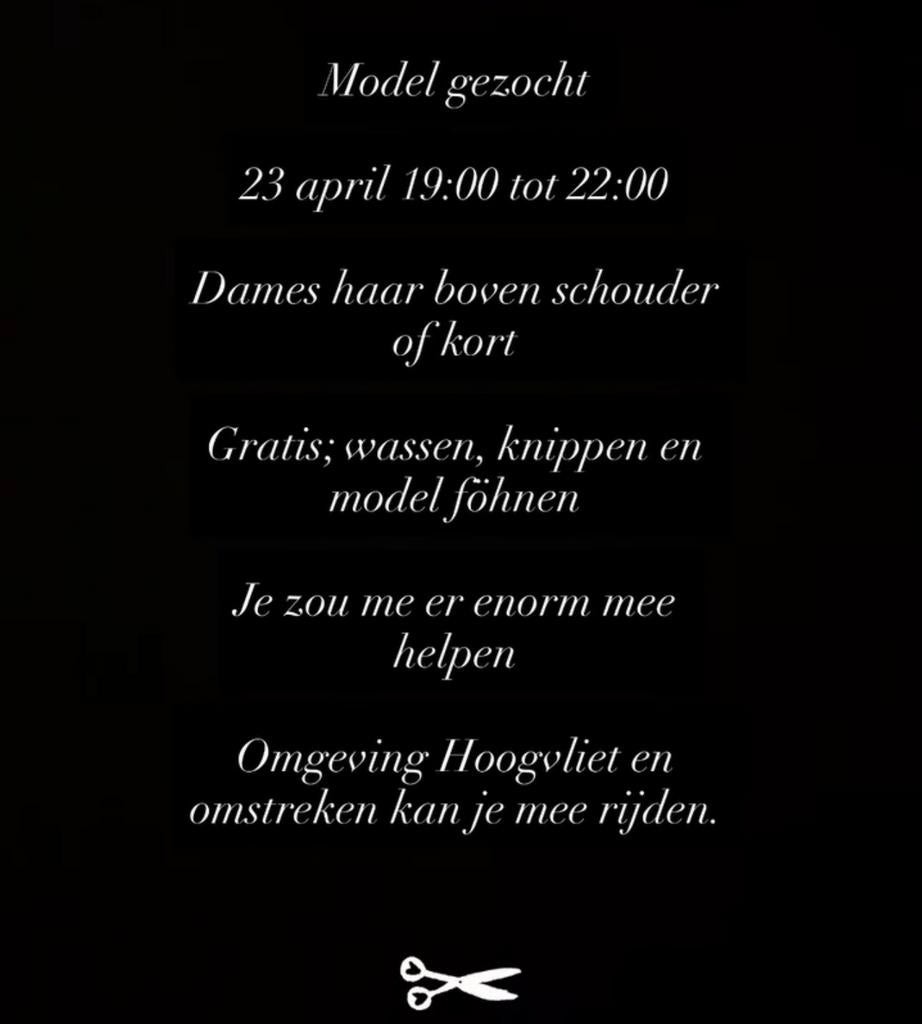 Modellen gezocht knippen , donderdag avond