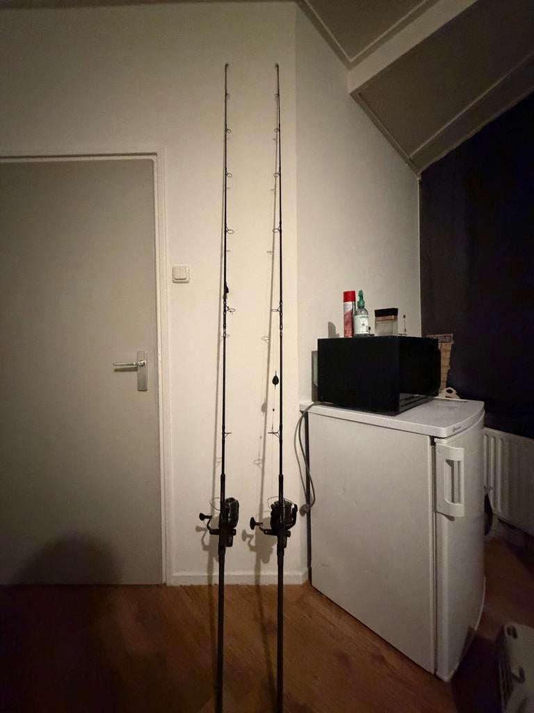 Complete karperset, hengels, molens en beetmelders, Ophalen, Gebruikt, Complete set