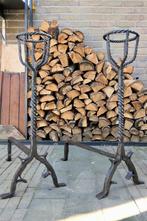 Twee antieke vuurbokken (andiers, firedogs) van smeedijzer, Ophalen of Verzenden