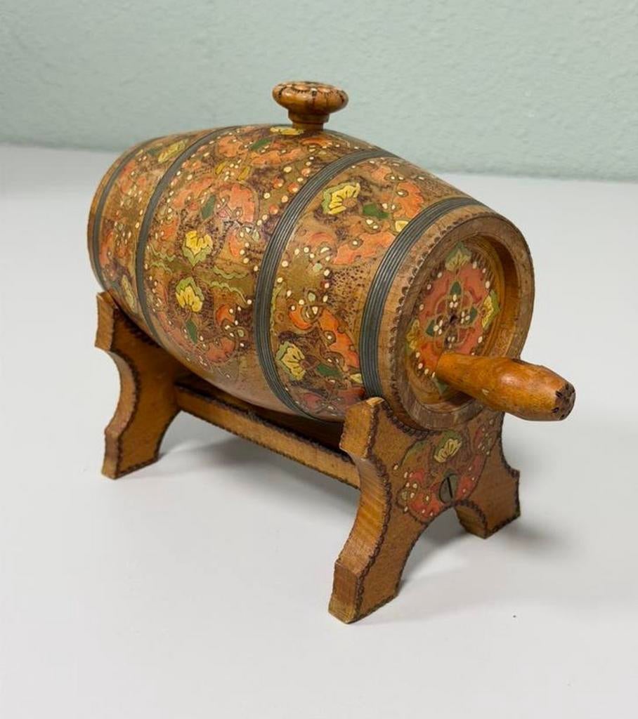 Antieke Houten Boterkarn Karnton Handbeschilderd antiek hout, Ophalen of Verzenden