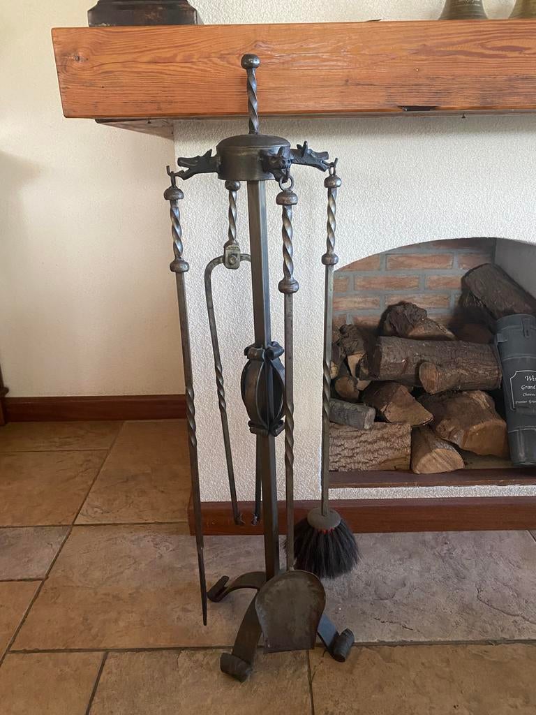 Openhaard set 4 delig (gietijzer), Ophalen of Verzenden, Zo goed als nieuw, Vrijstaande haard, Overige soorten