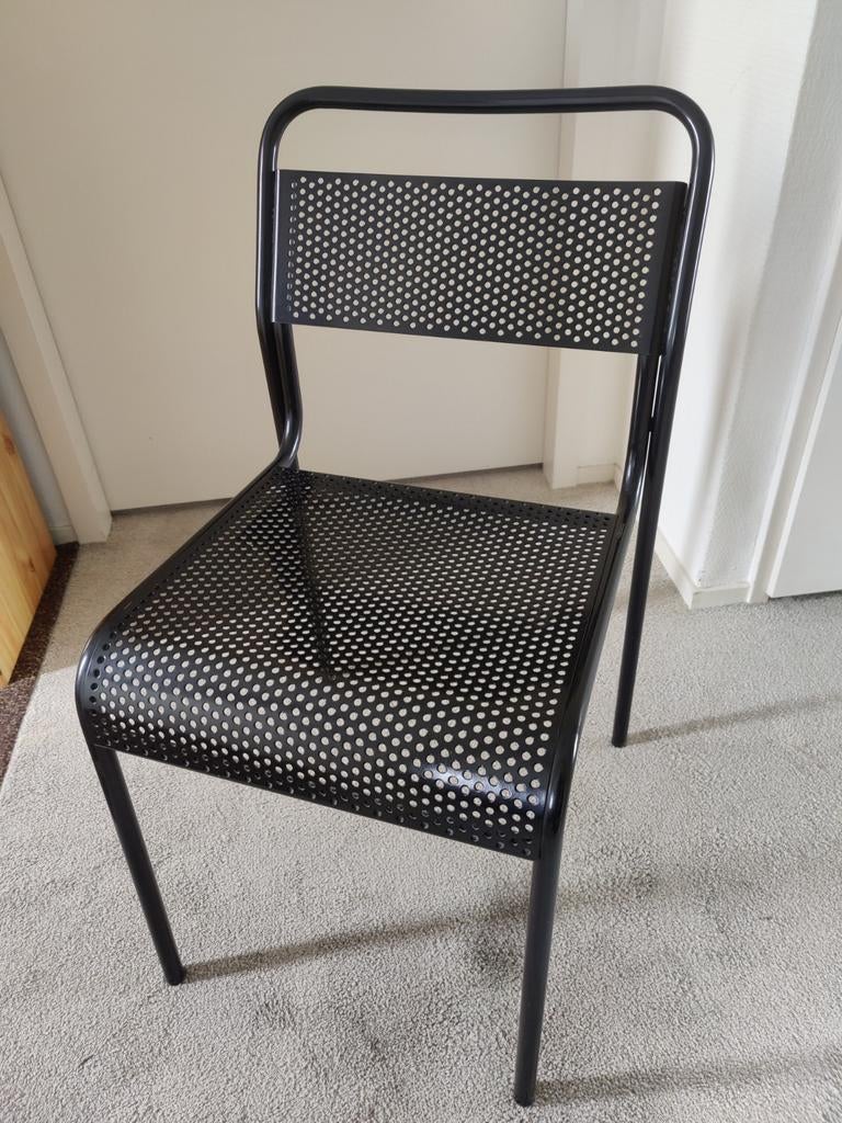 Zwarte eetkamerstoelen, metaal, Ophalen, Gebruikt, Zwart, Vier