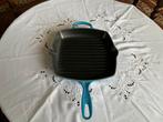 Le Creuset grillpan 26 cm azuurblauw, Ophalen of Verzenden, Gebruikt