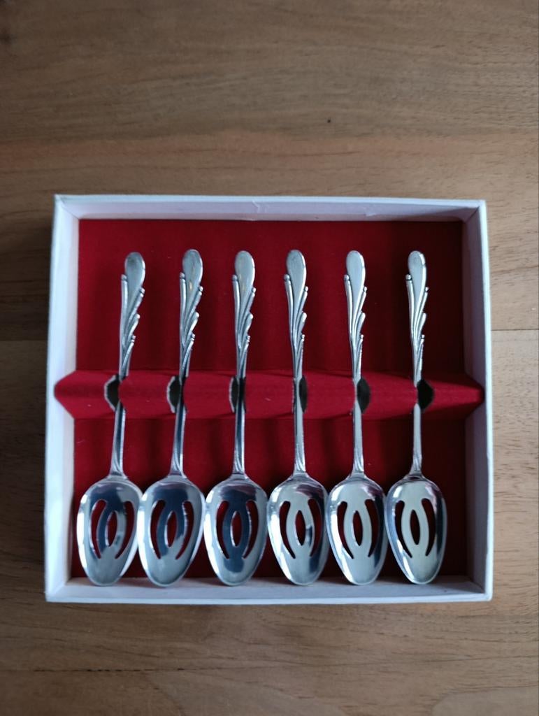 6 Vintage Olijf lepeltjes van Solar/ massief, Ophalen of Verzenden