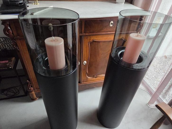 Windlichten op zuil, Huis en Inrichting, Woonaccessoires | Zuilen en Pilaren, Zo goed als nieuw, Ophalen