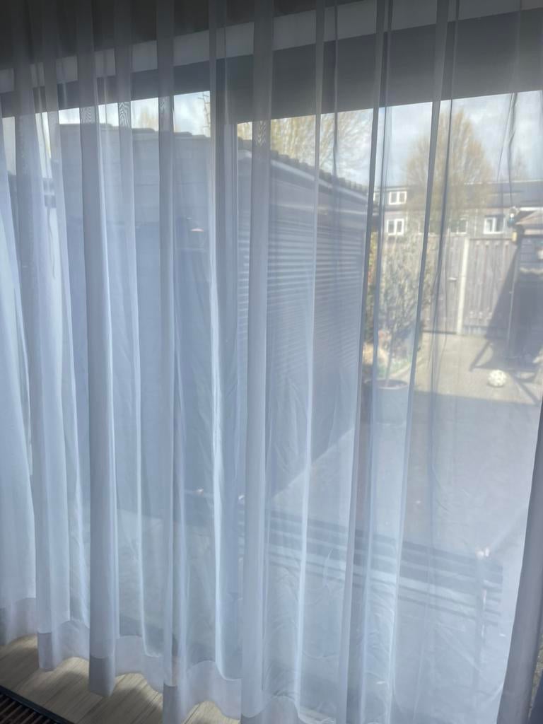 Inbetween vitrage gordijnen h:265 wit br:2x 300, Ophalen of Verzenden, Zo goed als nieuw, Wit, 200 cm of meer