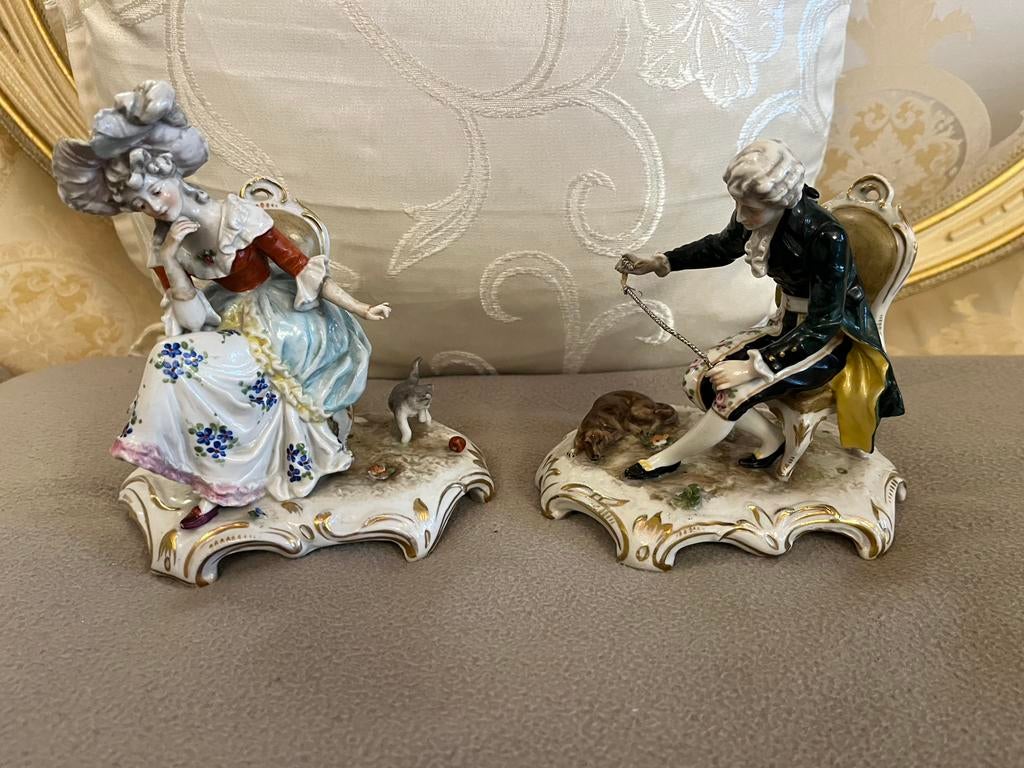 19 eeuws porselein paar Volkstedt, Antiek en Kunst, Antiek | Porselein, Ophalen of Verzenden