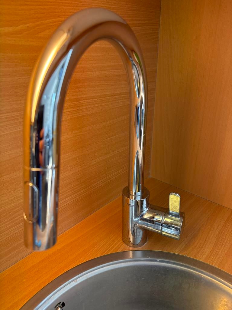 Grohe. Chroom Keukenkraan met Uittrekbare Douchekop, Ophalen, Gebruikt, Chroom, Kraan