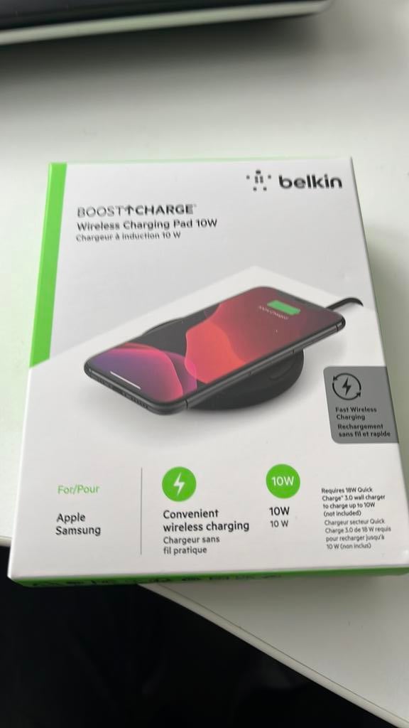 Belkin wireless oplader 10W, Telecommunicatie, Ophalen of Verzenden, Gebruikt, Apple iPhone