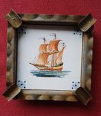 Vintage asbak  Makkum Tichelaar tegel schip, Ophalen of Verzenden