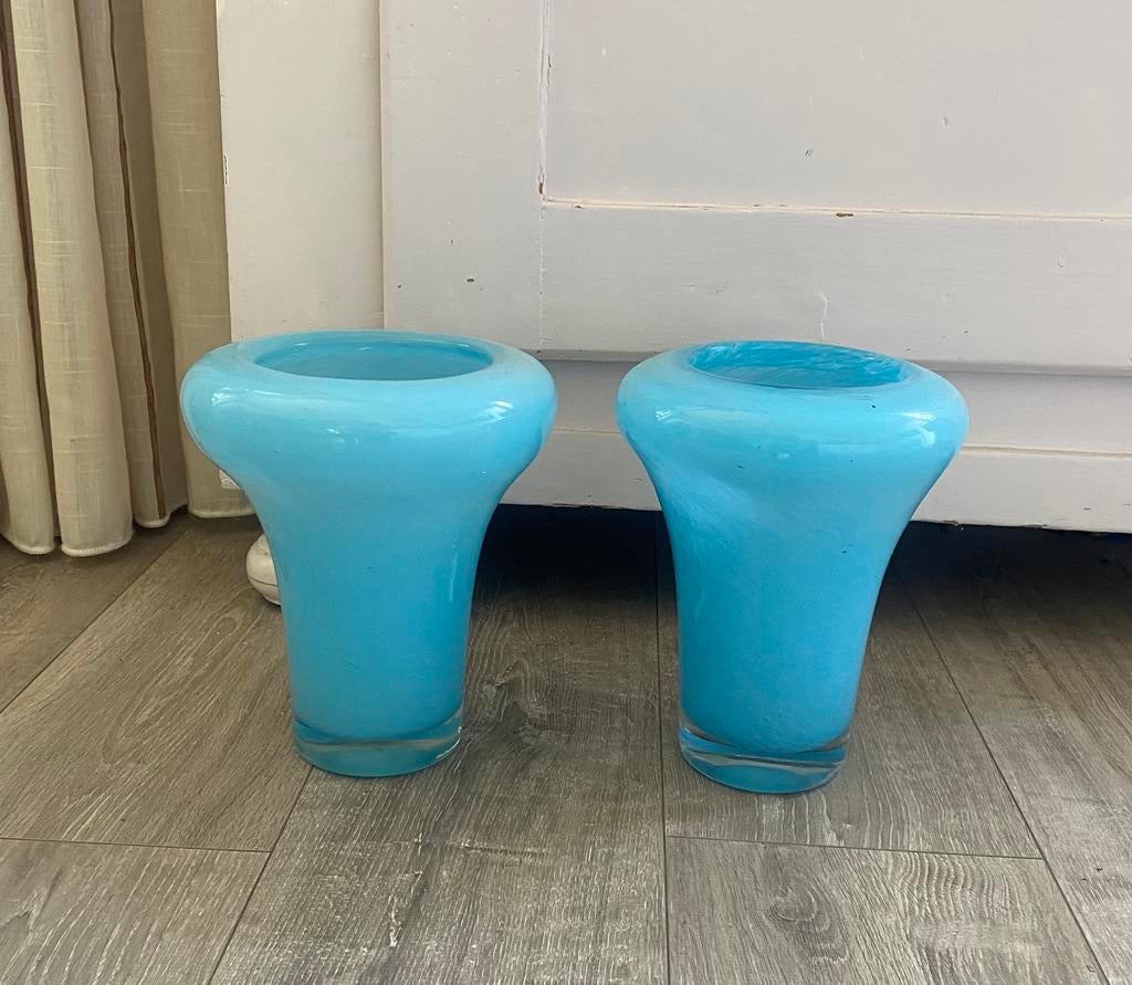 Vintage set Murano spage age vazen, Huis en Inrichting, Woonaccessoires | Vazen, Ophalen, Blauw, Minder dan 50 cm, Glas