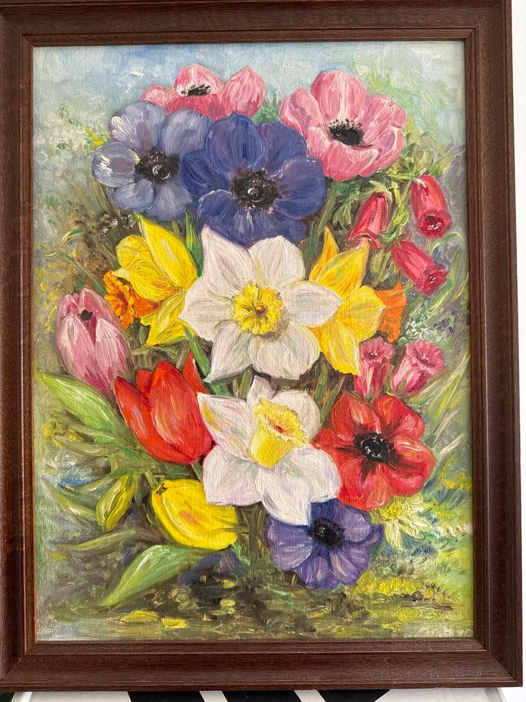 Schilderij met bloemen, Antiek en Kunst, Ophalen of Verzenden