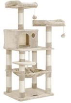 Krabpaal – Beige – 143x55x45 cm – Met Hangmat & 2 Plateaus, Ophalen of Verzenden, Zo goed als nieuw, Krabpaal