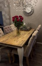 Prachtige eettafel met 6 lifestyle stoelen, Ophalen, Gebruikt, 4 tot 6 stoelen