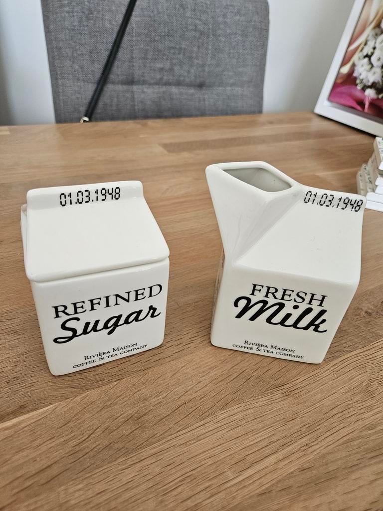 Rivièra Maison melk en suikerpot, Keramiek, Overige typen, Ophalen of Verzenden, Zo goed als nieuw