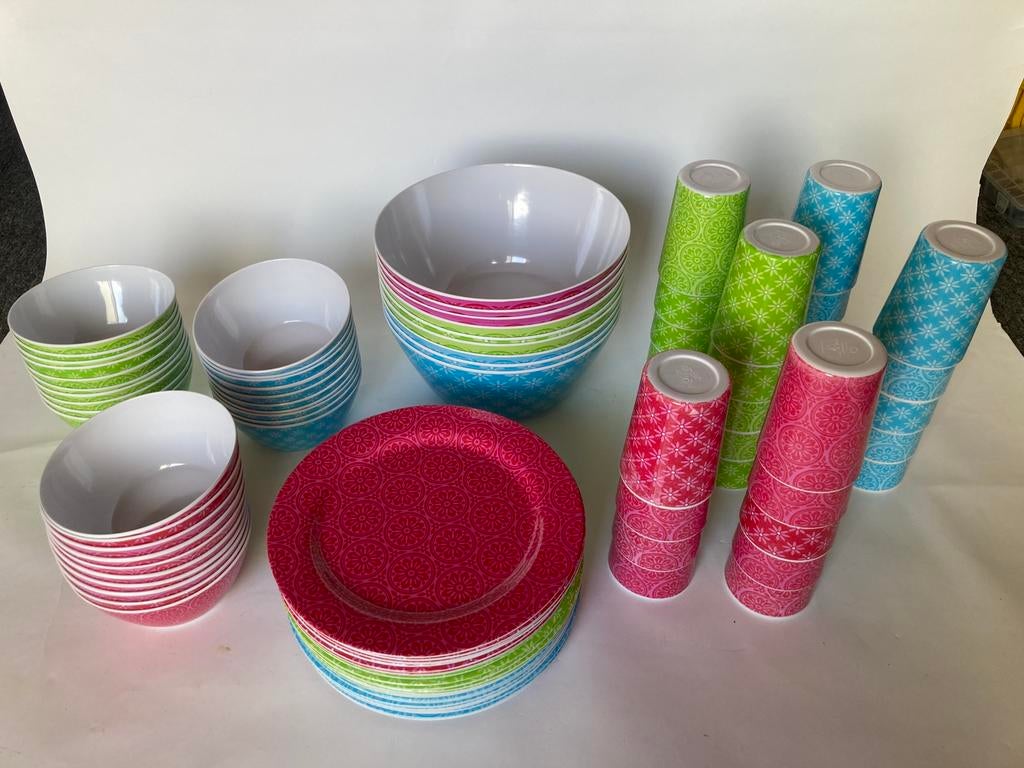 Action buitenservies melamine in zeer goede staat, Huis en Inrichting, Keuken | Servies, Ophalen, Overige materialen, Overige typen