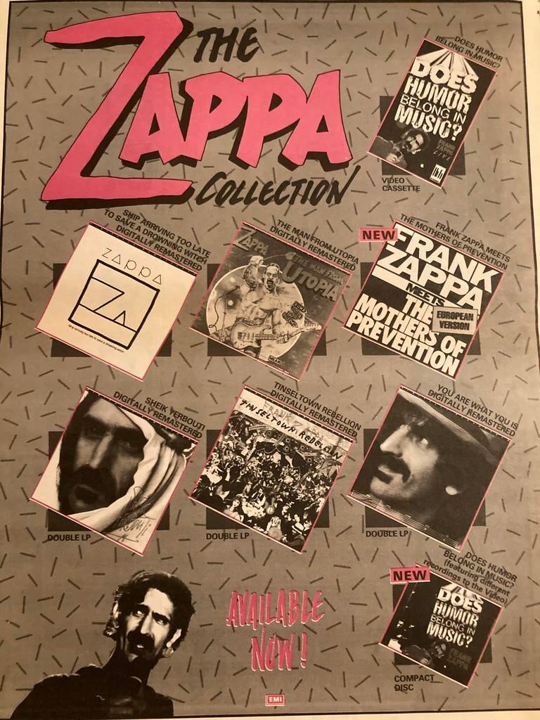 FRANK ZAPPA release A3 advertentie, Cd's en Dvd's, Vinyl | Rock, Ophalen of Verzenden, Zo goed als nieuw, Poprock