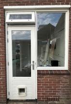 Hardhouten deurkozijn met buitendeur, klepraam en HR++ glas, Ophalen, Gebruikt, Deurkozijn, 150 tot 225 cm