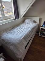 IKEA Eenpersoonsbed wit met opberglades, Gebruikt, 90 cm, Eenpersoons, Wit