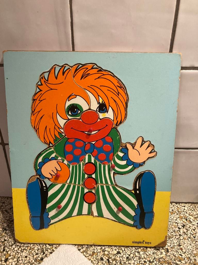 Oude houten puzzel clown, Antiek en Kunst, Ophalen of Verzenden