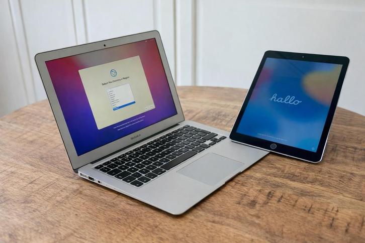 MacBook Air 13” + iPad Air 2 – Combi Deal - Studie/Kids, Computers en Software, Apple Macbooks, Zo goed als nieuw, MacBook Pro