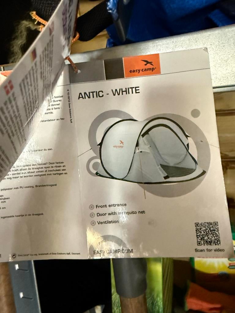 Easy Camp Antik - White Pop-Up Tent (2 personen), Ophalen of Verzenden, Zo goed als nieuw, Tot en met 2
