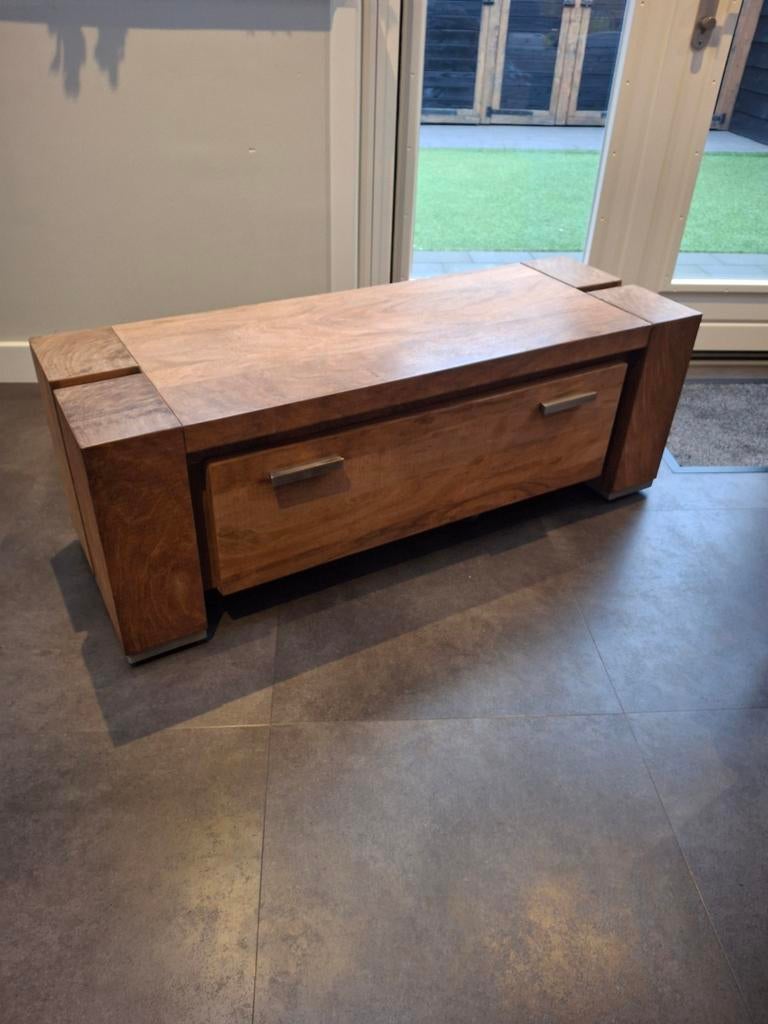 Sheesham TV meubel 1300mm breed, Ophalen, Gebruikt, 100 tot 150 cm, Minder dan 100 cm
