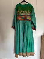 Vintage groene Afghaanse Kuchi jurk, Kleding | Dames, Ophalen, Maat 42/44 (L), Gedragen, Onder de knie