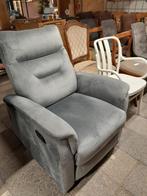 Prachtige relaxfauteuil grijs veloursstof, Ophalen, Zo goed als nieuw, 75 tot 100 cm, Stof