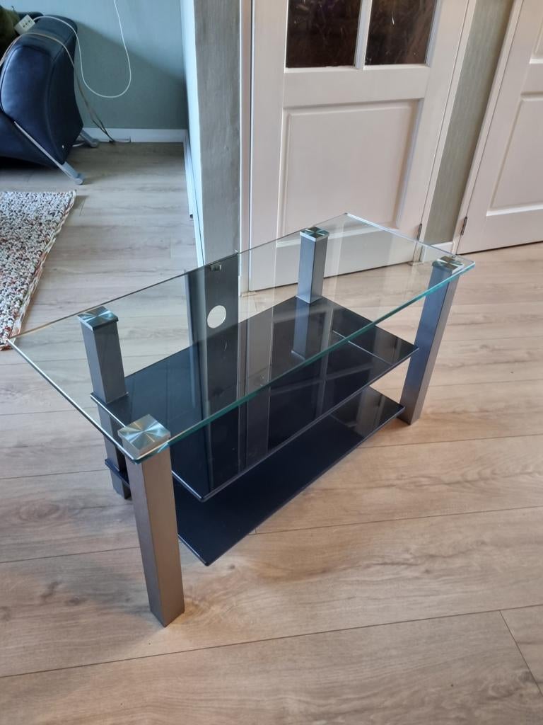 Glazen tv audio tafel, Ophalen, 50 tot 100 cm, Glas, Minder dan 100 cm