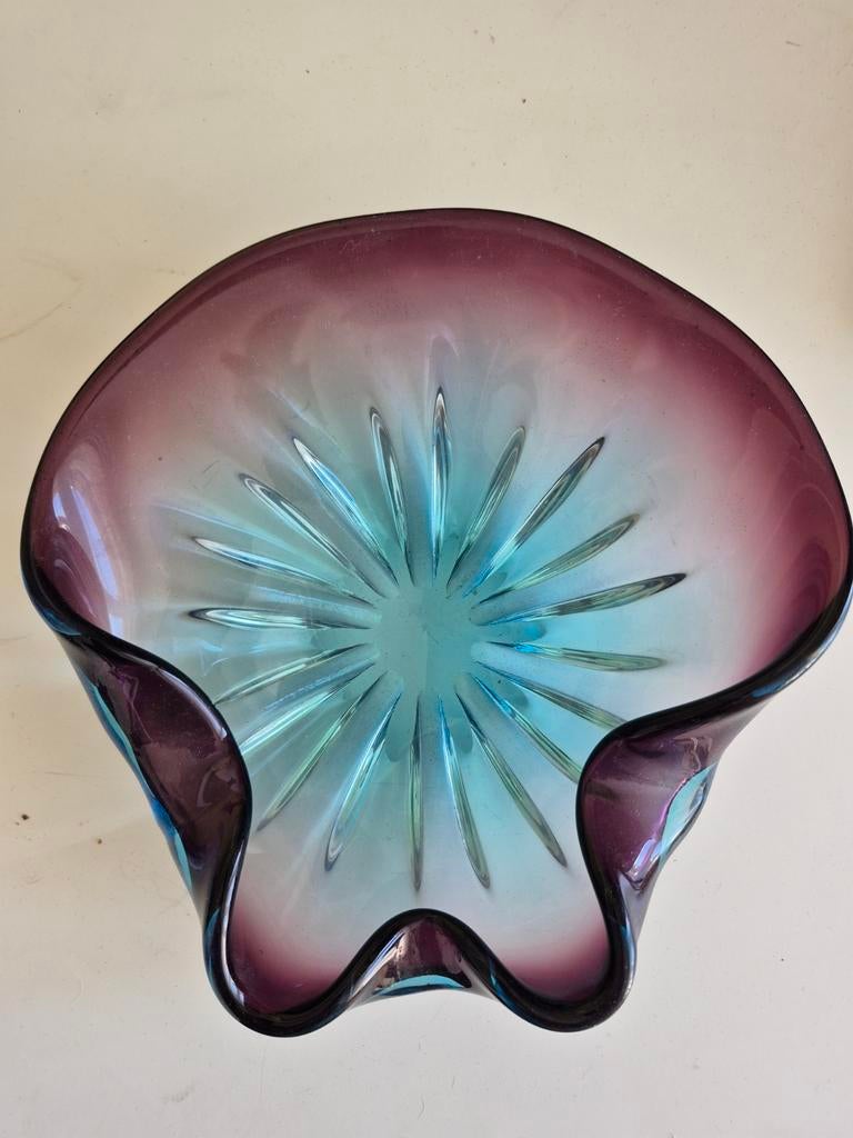 Prachtige Murano glazen schaal - Paars/Turquoise, Antiek en Kunst, Antiek | Glas en Kristal, Ophalen of Verzenden