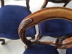 6 gerestaureerde Biedermeier eetkamerstoelen koningsblauw, Ophalen of Verzenden