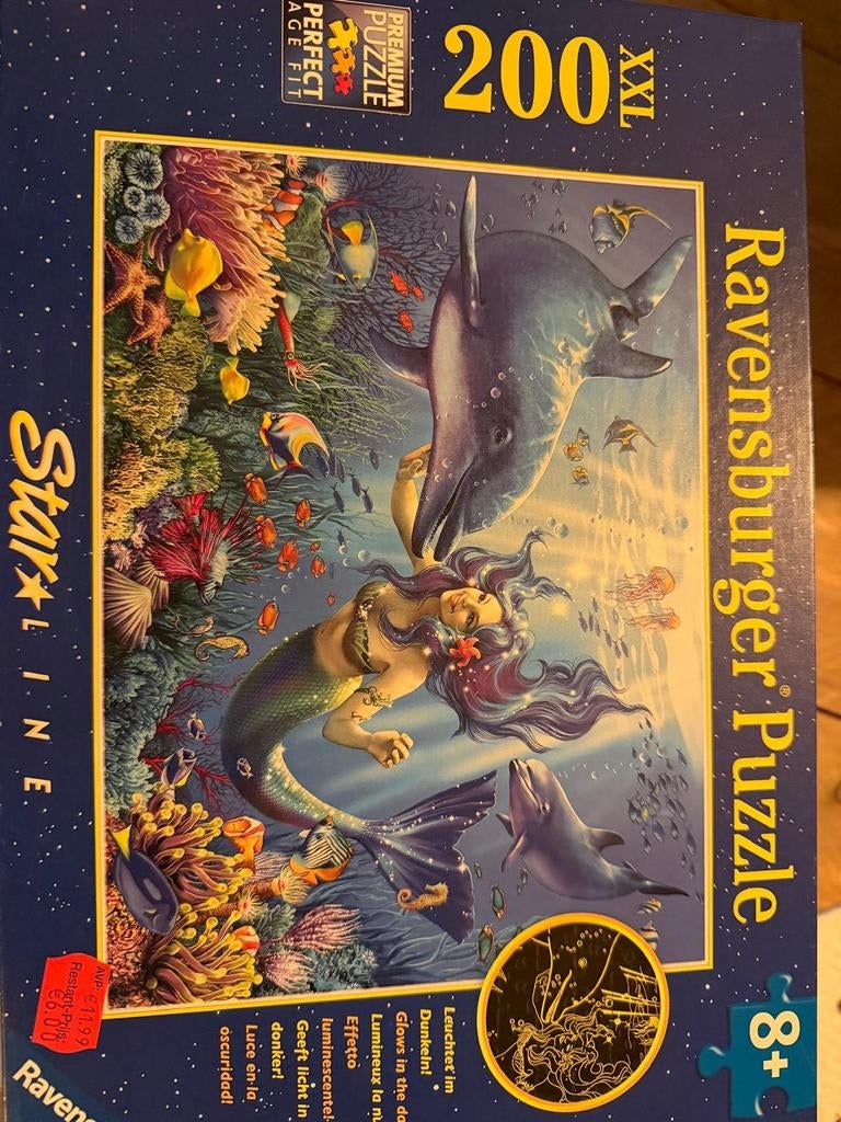 Ravensburger StarLine Puzzel Zeemeermin & Dolfijn 200 XXL, Ophalen of Verzenden, Minder dan 500 stukjes, Zo goed als nieuw, Legpuzzel