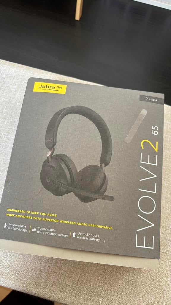 Jabra Evolve2 65 koptelefoon met microfoon, Audio, Tv en Foto, Koptelefoons, Zo goed als nieuw, Over oor (circumaural), Draadloos