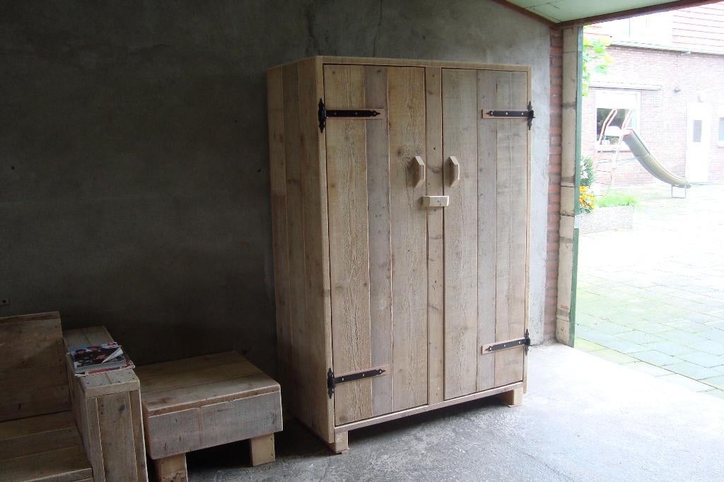 kledingkast van gebr steigerhout, Huis en Inrichting, Kasten | Kledingkasten, Met deur(en), 100 tot 150 cm, Nieuw, Ophalen of Verzenden