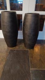 2 Hoge Bloempotten van Steen - bruin/brons, Ophalen, Overige kleuren, 50 tot 75 cm, Aardewerk of Porselein