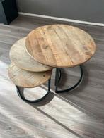 Set van 3 Mango Salontafels, Ophalen, Gebruikt, 50 tot 100 cm, Rond