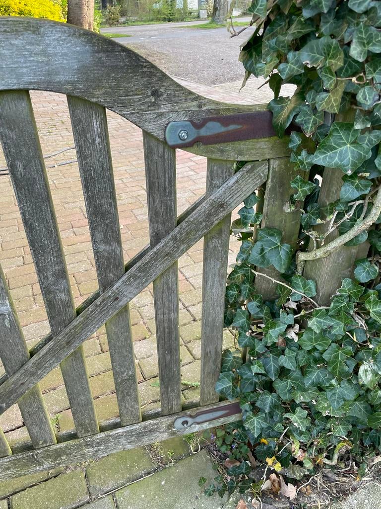 Tuinhek van hout, 1.00x1.00m, Met poort, Gebruikt, Ophalen of Verzenden, Tuinhek