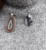 Zilveren ketting( 835) met antieke hangers (echt Agaat) 835S, Verzenden, Zilver, Ketting, Met edelsteen