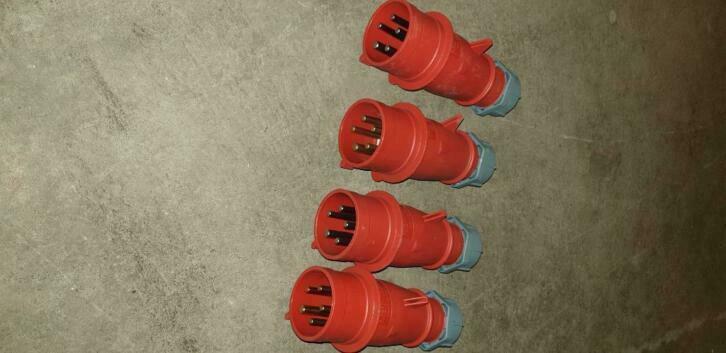4 nieuwe cee contrastekkers 380 volt 32 a 5-polig, Ophalen of Verzenden, Nieuw