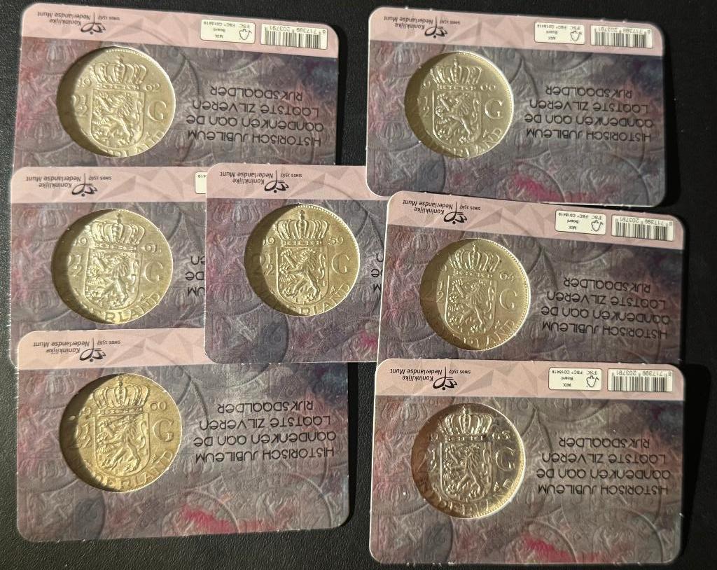 Complete Set zilveren Rijksdaalder Coincard 1959-1966 serie, Koningin Juliana, Setje, Zilver, Ophalen of Verzenden