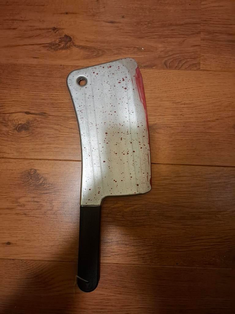 Plastic Slagersmes met Bloedspetters - Halloween/Carnaval, Ophalen, Nieuw, Fopartikel, Halloween of Griezel